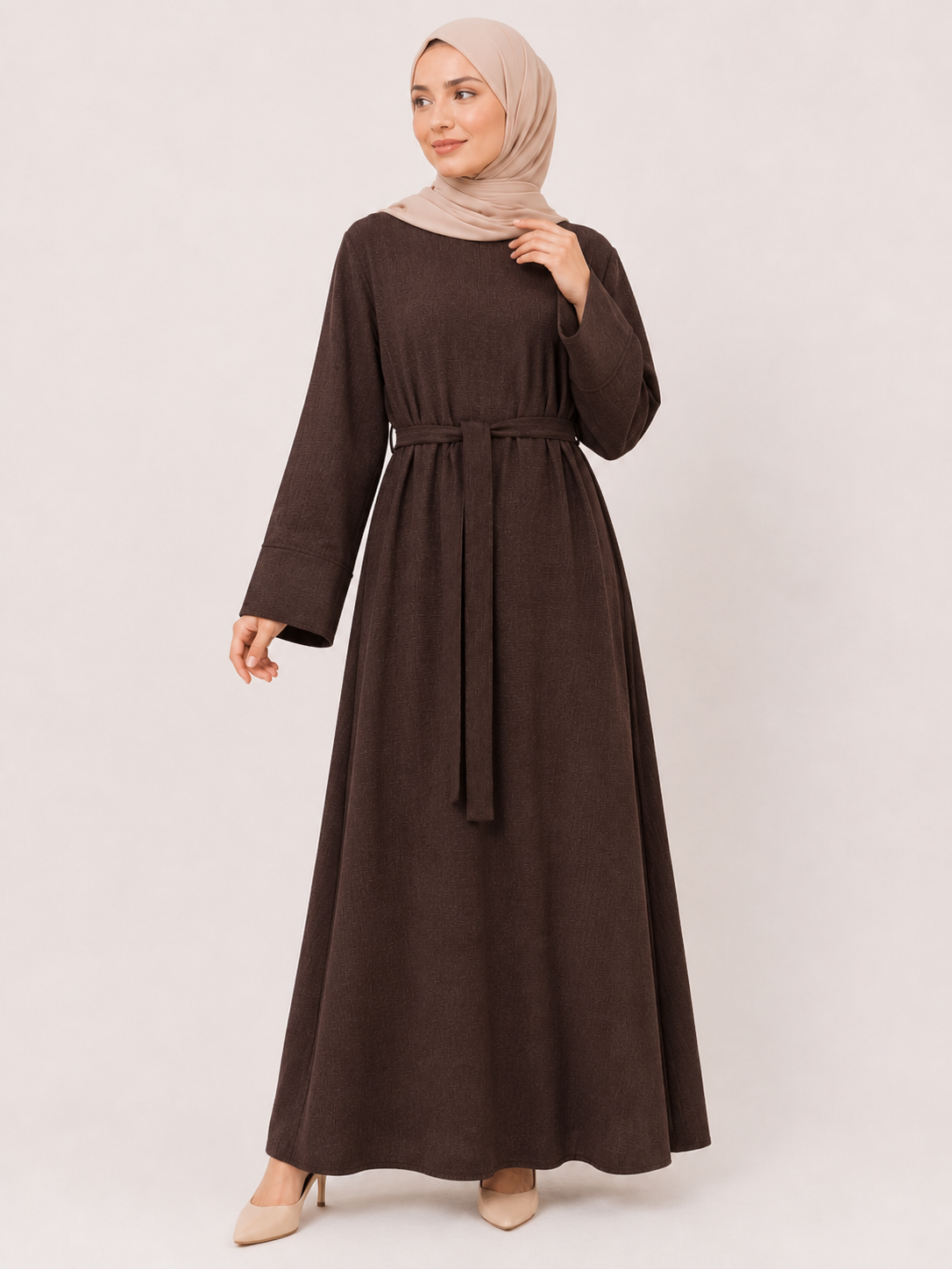 Sienna Textured Tie-Waist Abaya