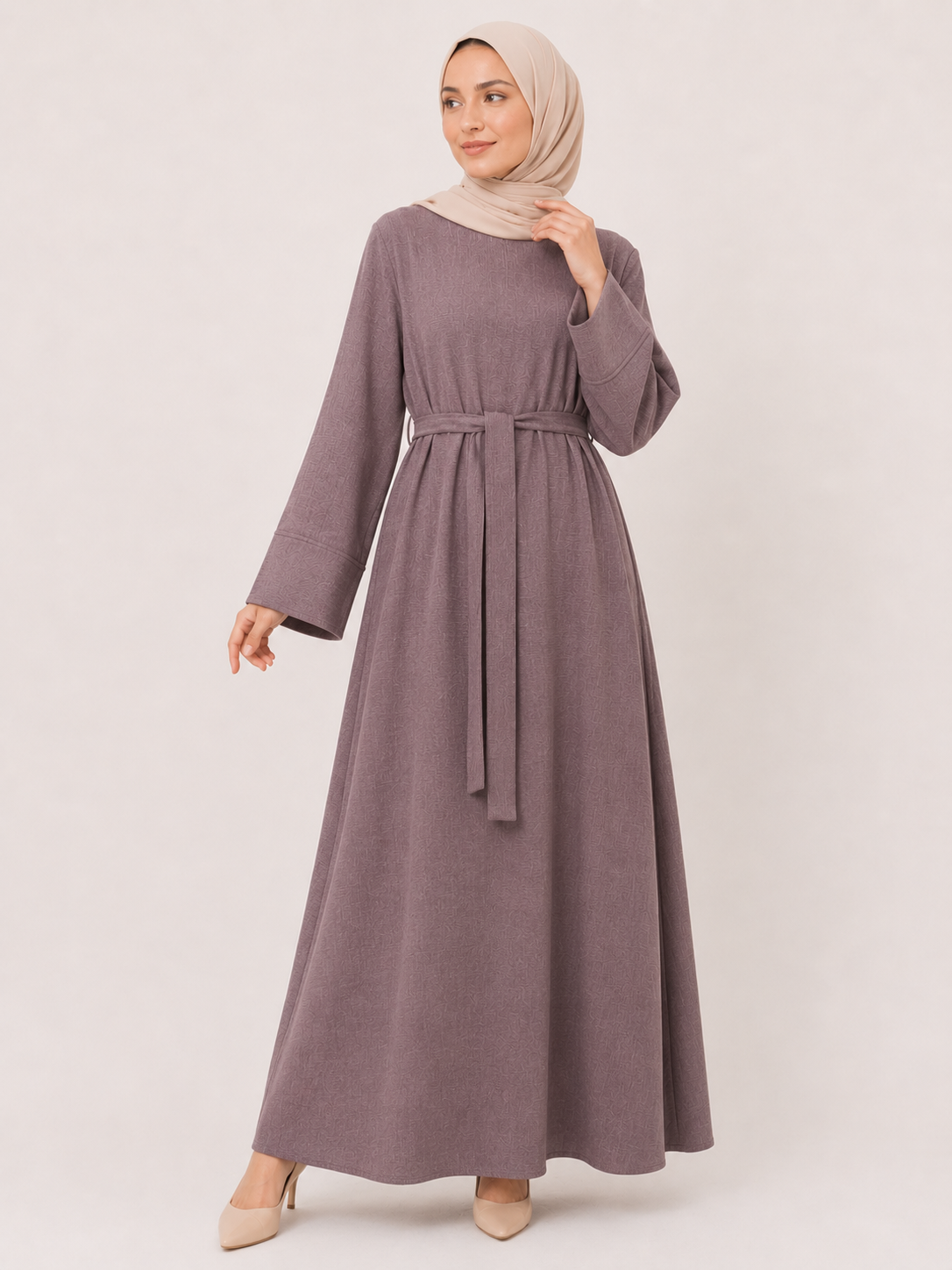 Sienna Textured Tie-Waist Abaya