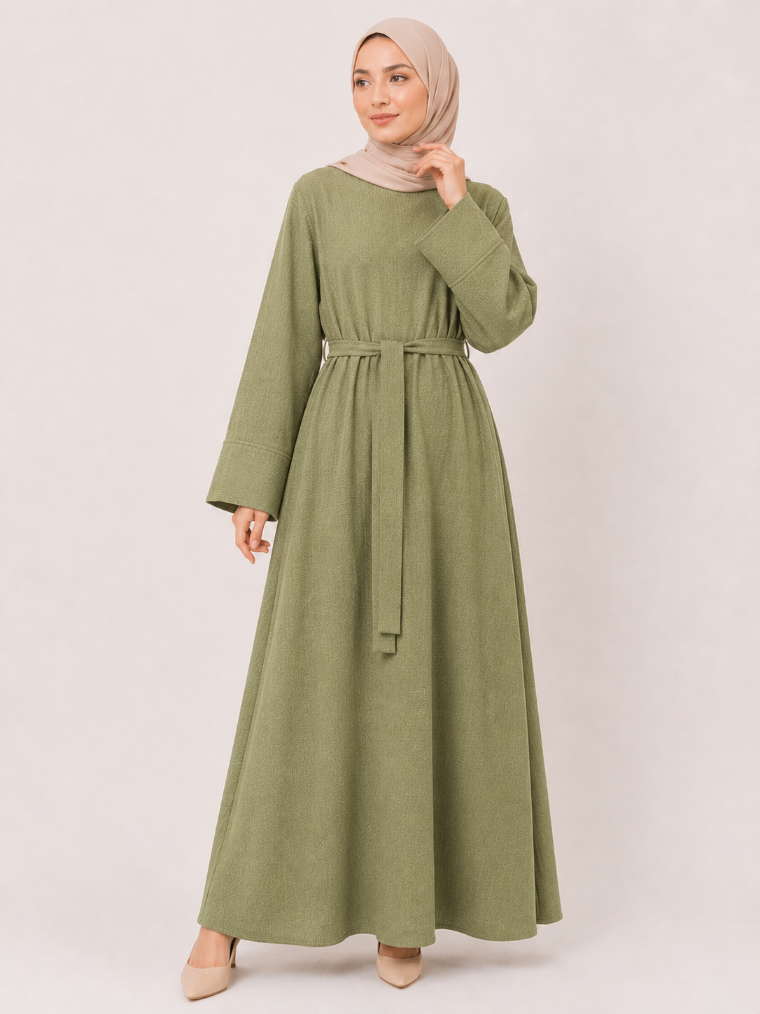 Sienna Textured Tie-Waist Abaya