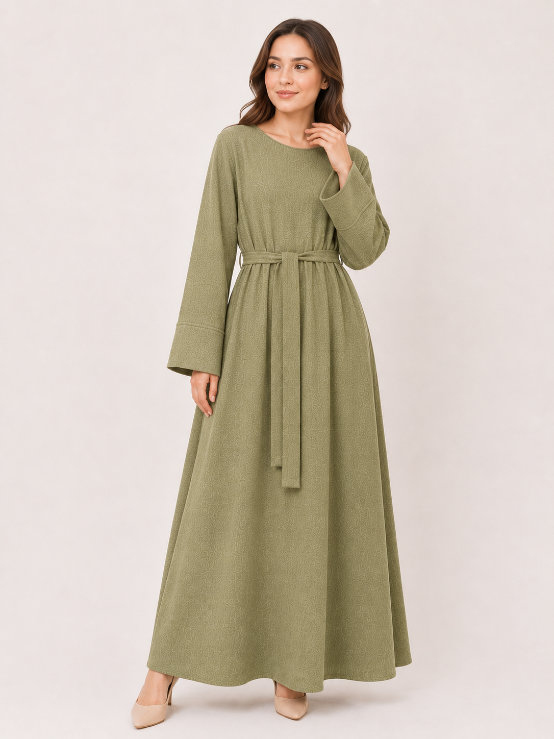 Sienna Textured Tie-Waist Abaya