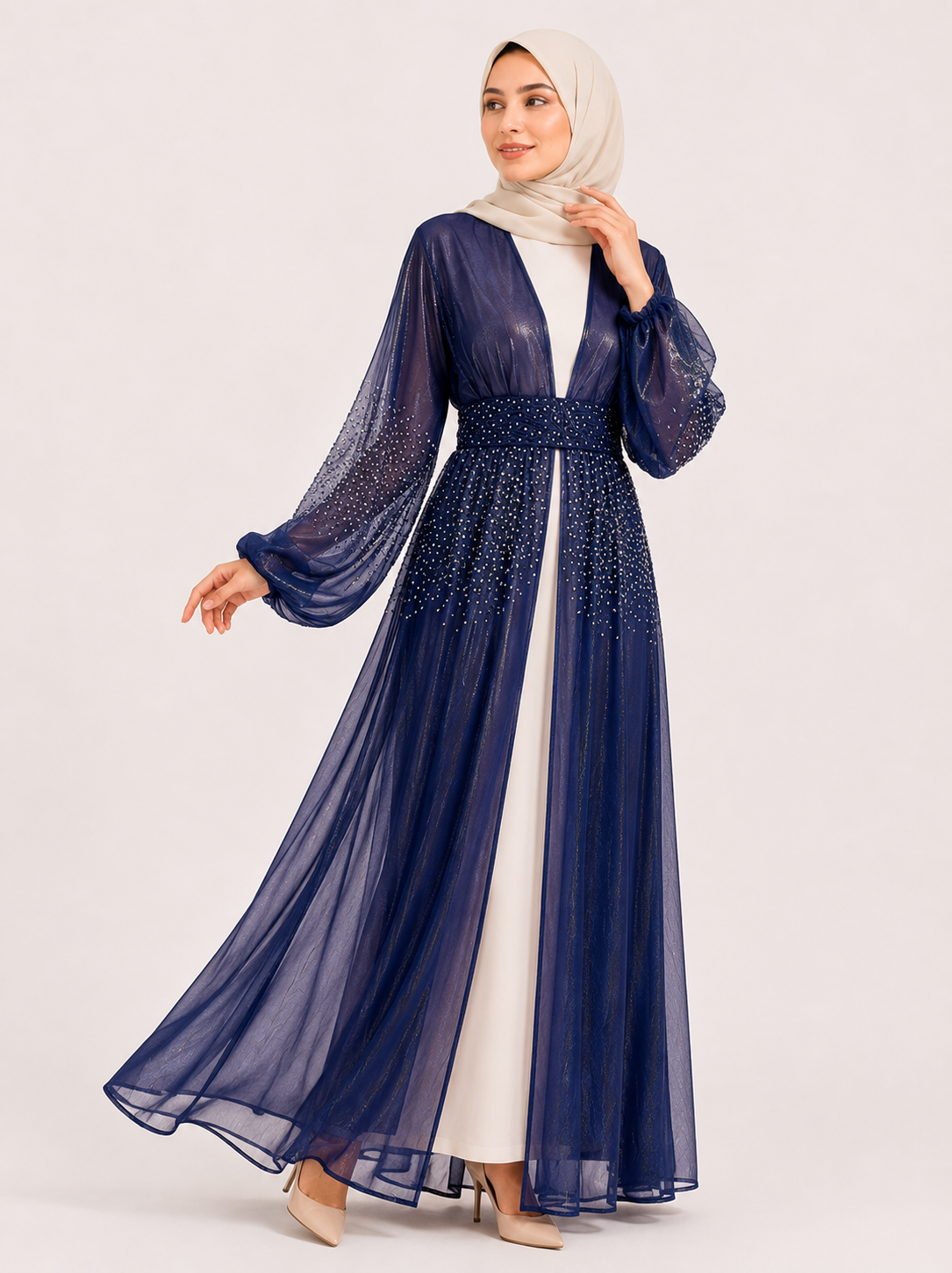 Celeste Crystal Open Abaya