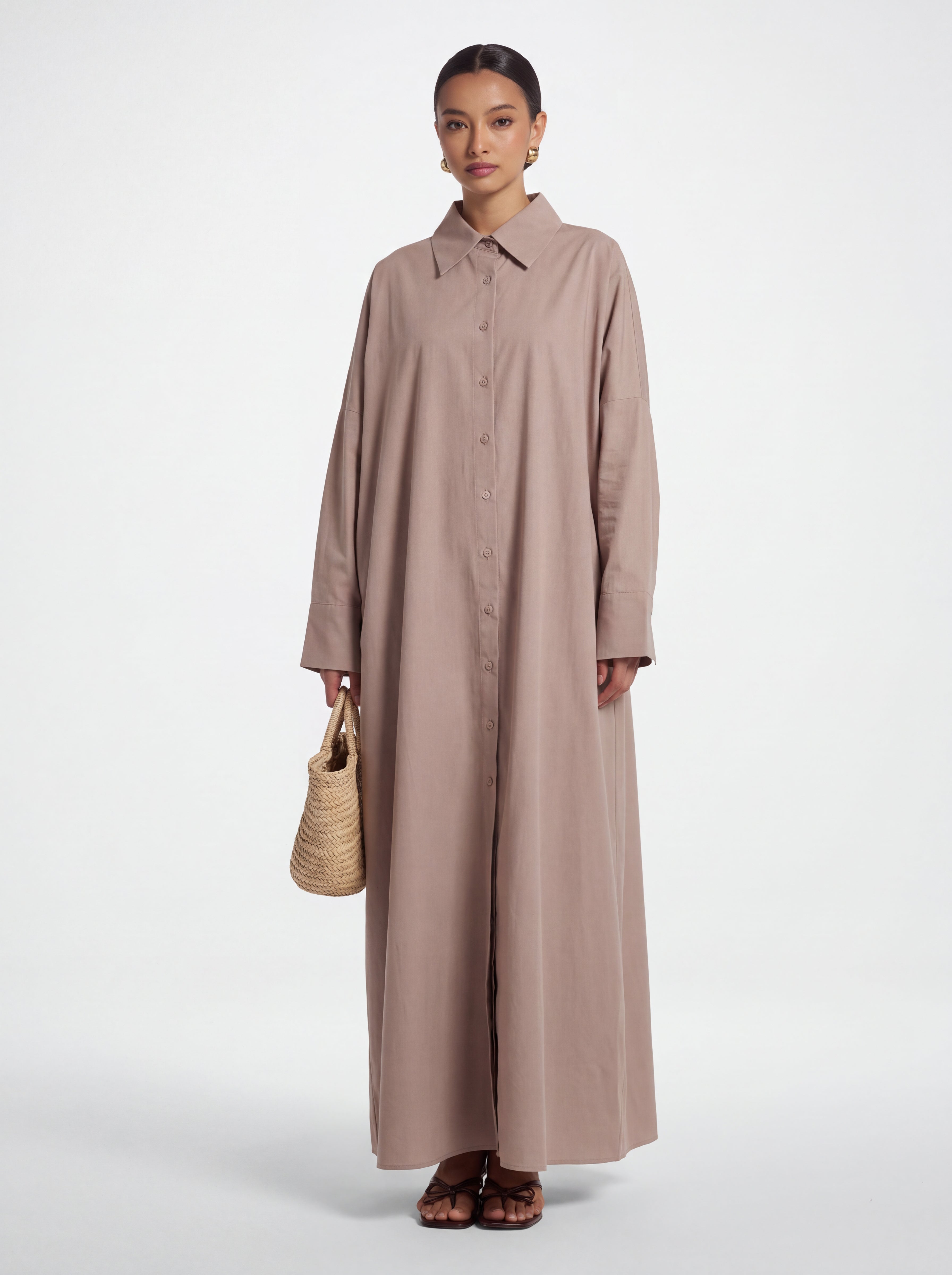 long sleeved button up abaya