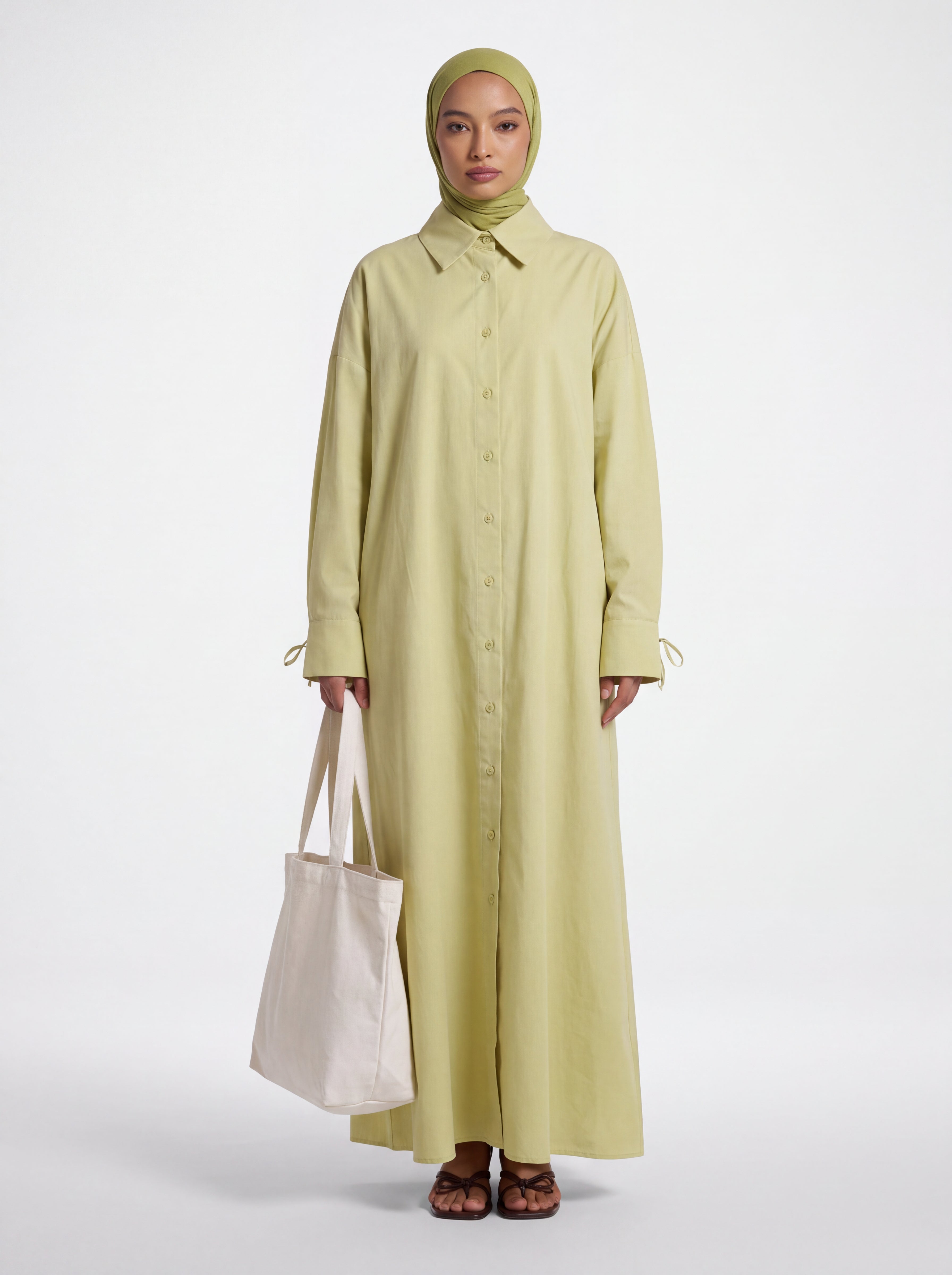 long sleeved button up abaya
