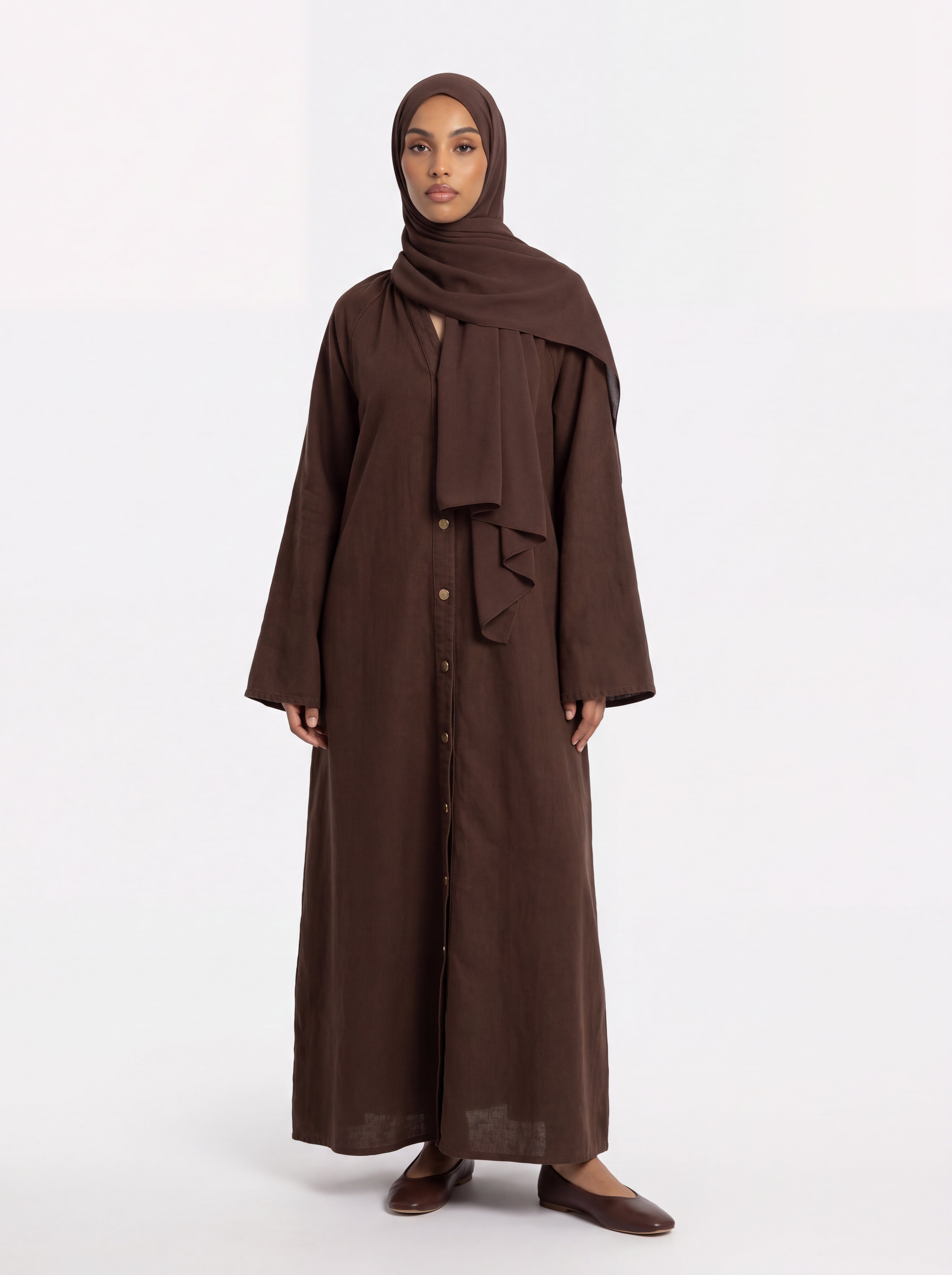 Denim Button abaya