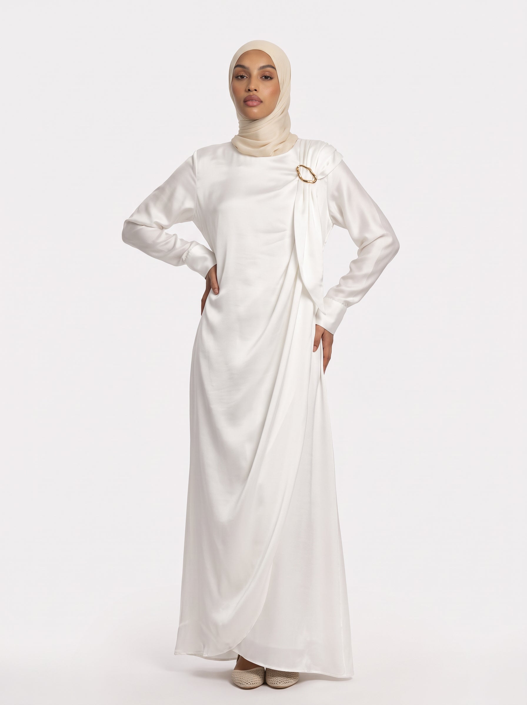 Gold tie abaya