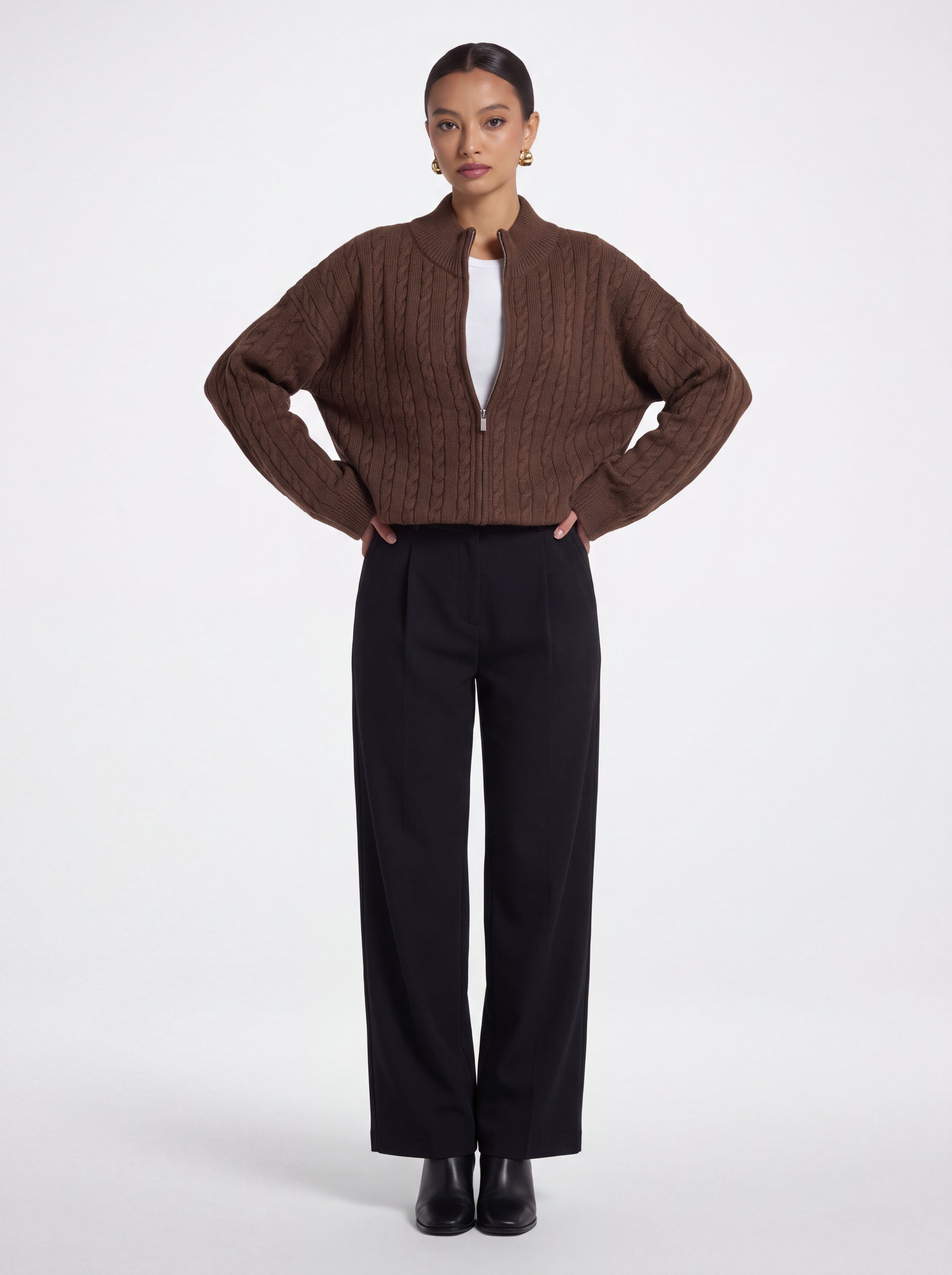 Lyra Cardigan Oversized Cable Knit with Zipper