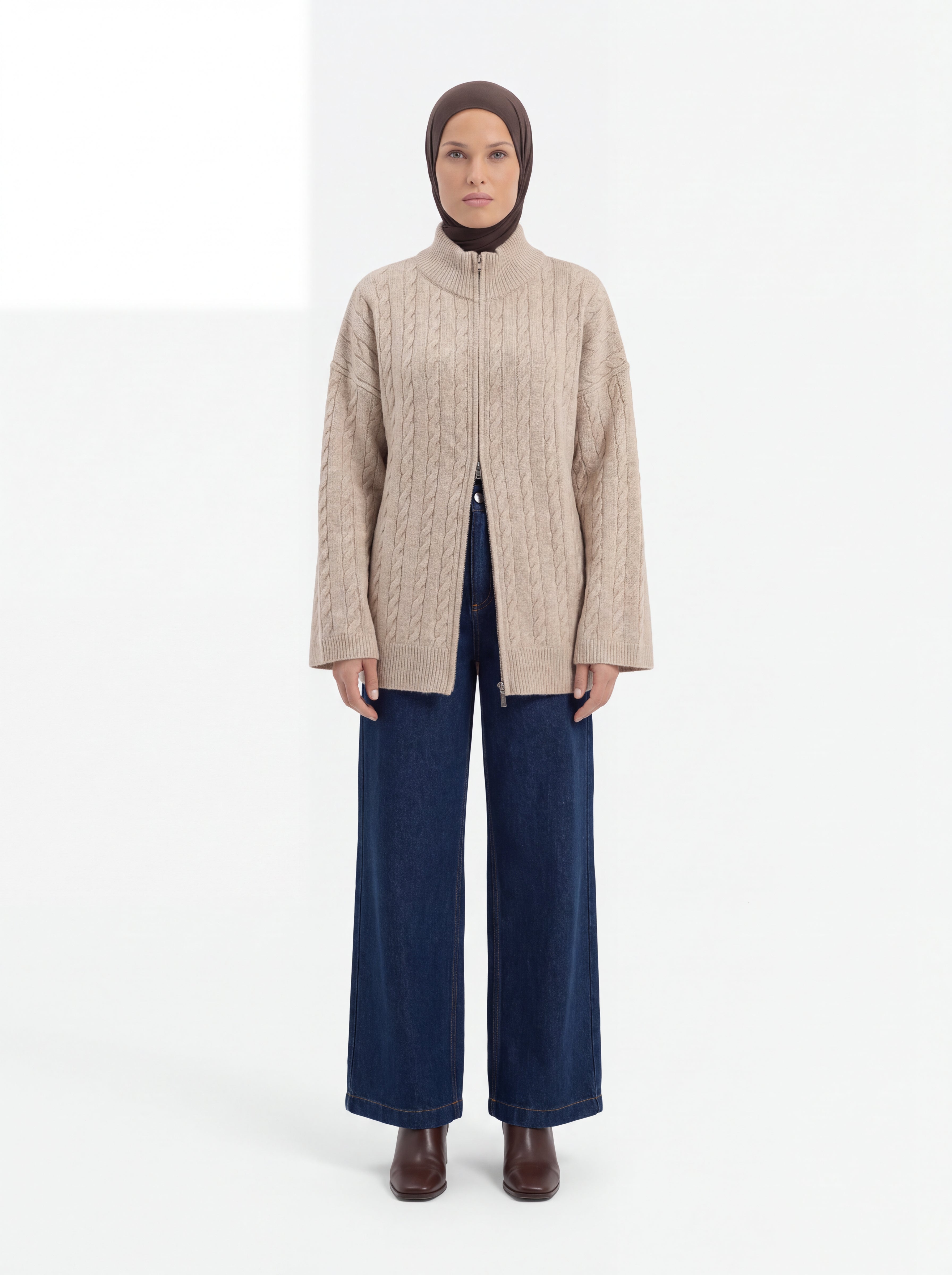 Lyra Cardigan Oversized Cable Knit with Zipper