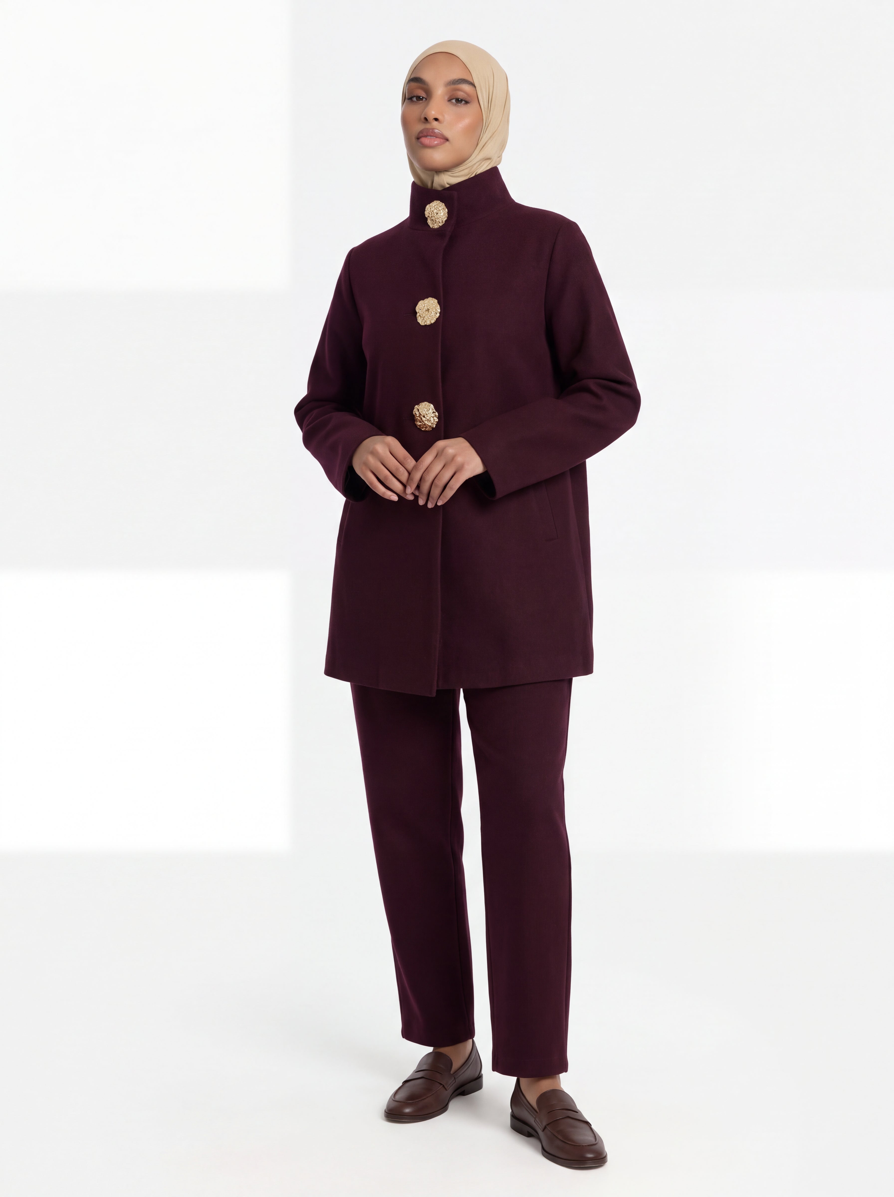 Calista Gold Button Cardigan Set