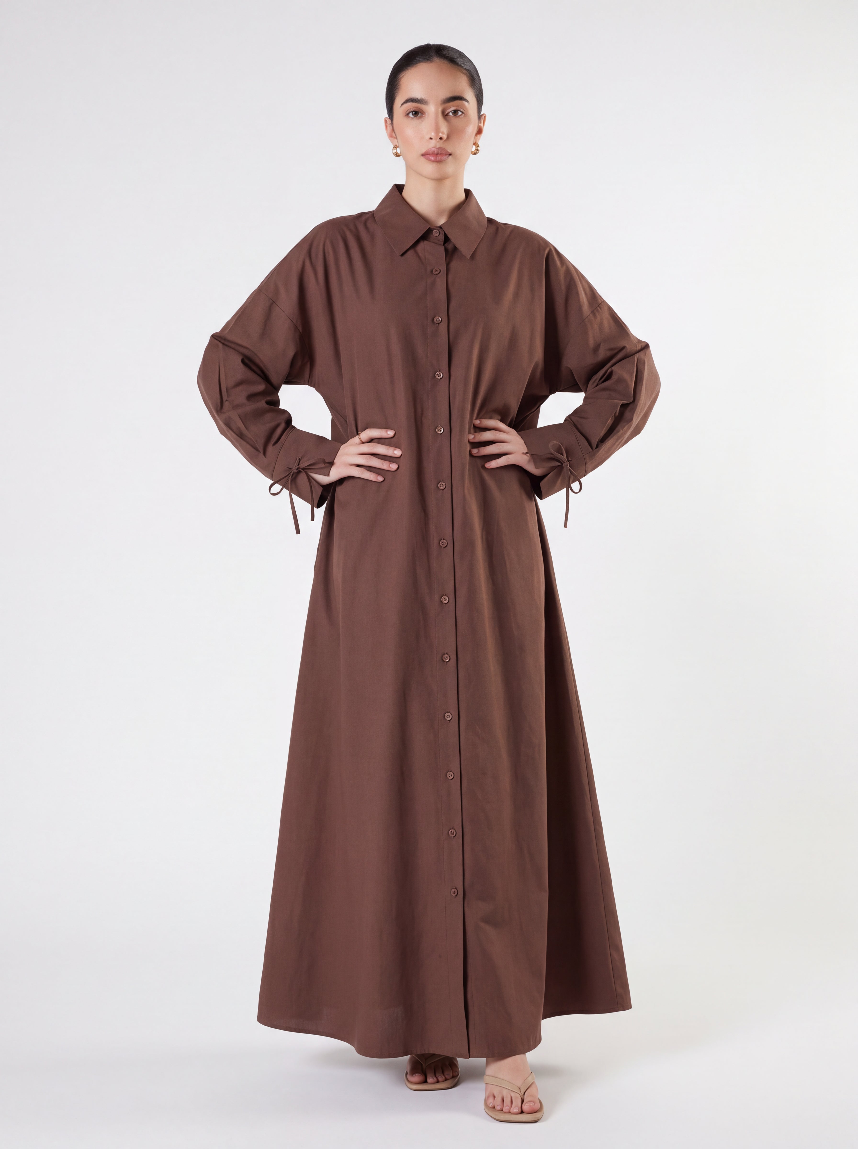 long sleeved button up abaya