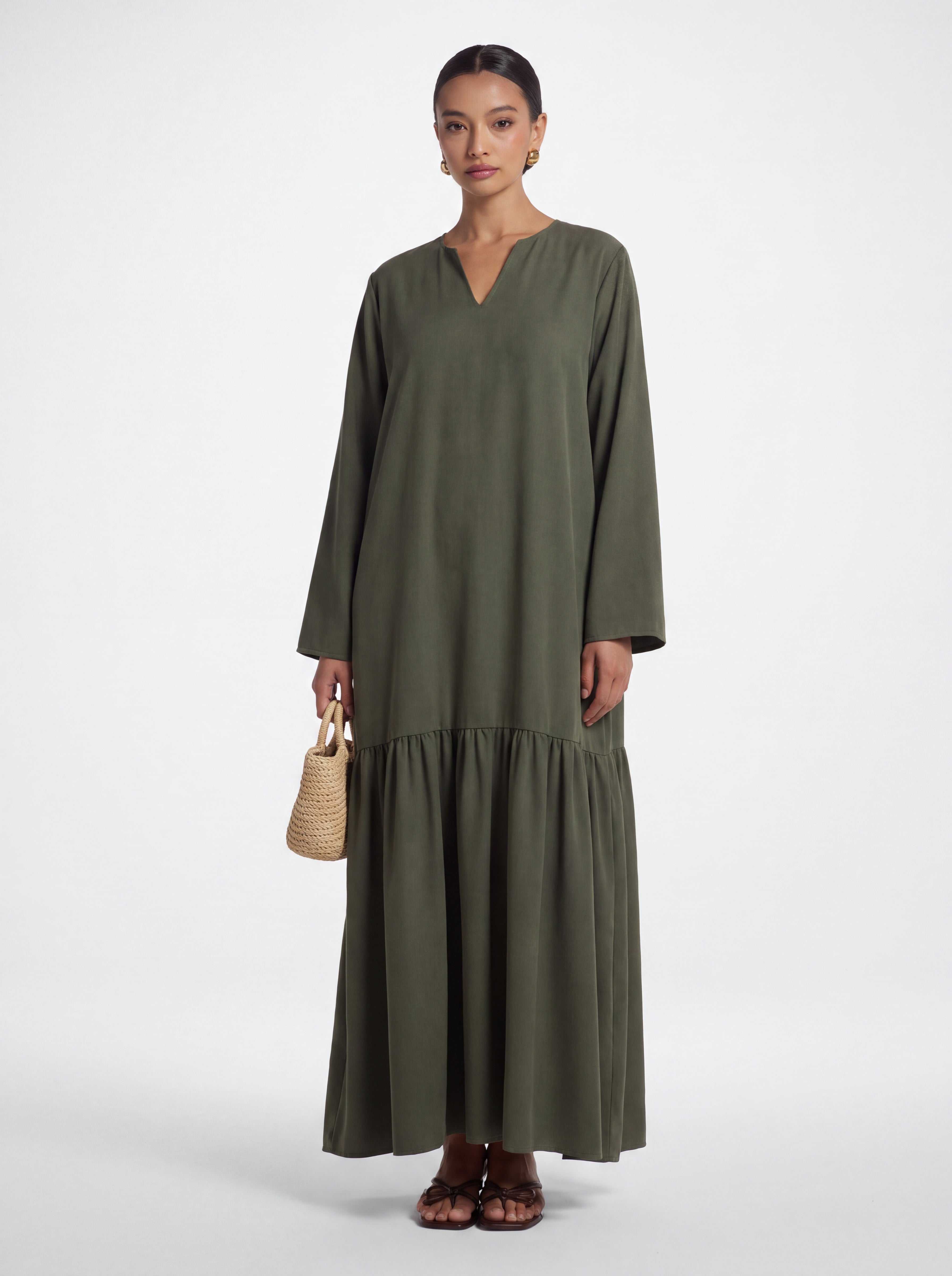 Zaria Tie-Waist Maxi Abaya – Emerald Teal