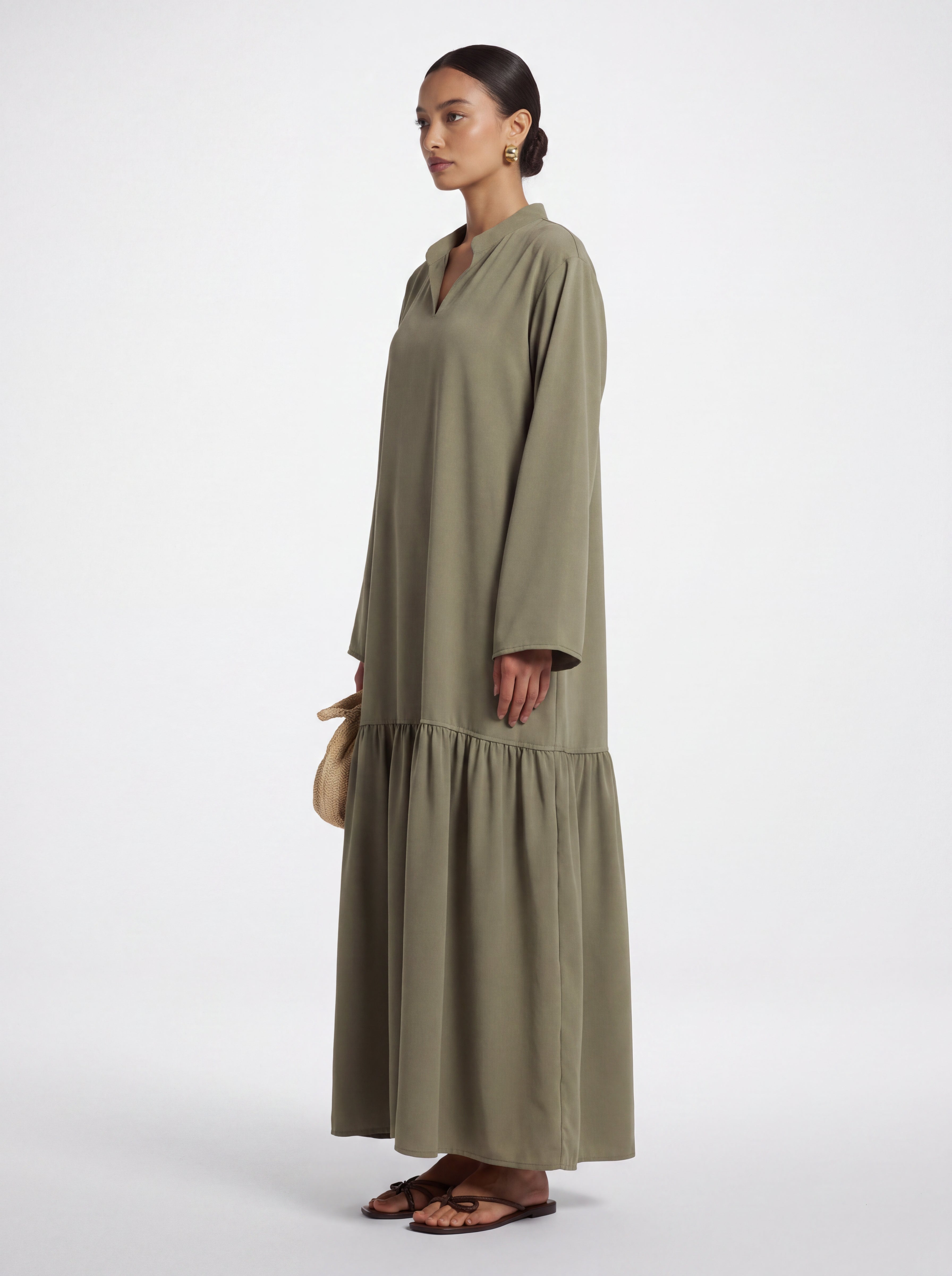 Zaria Tie-Waist Maxi Abaya – Emerald Teal