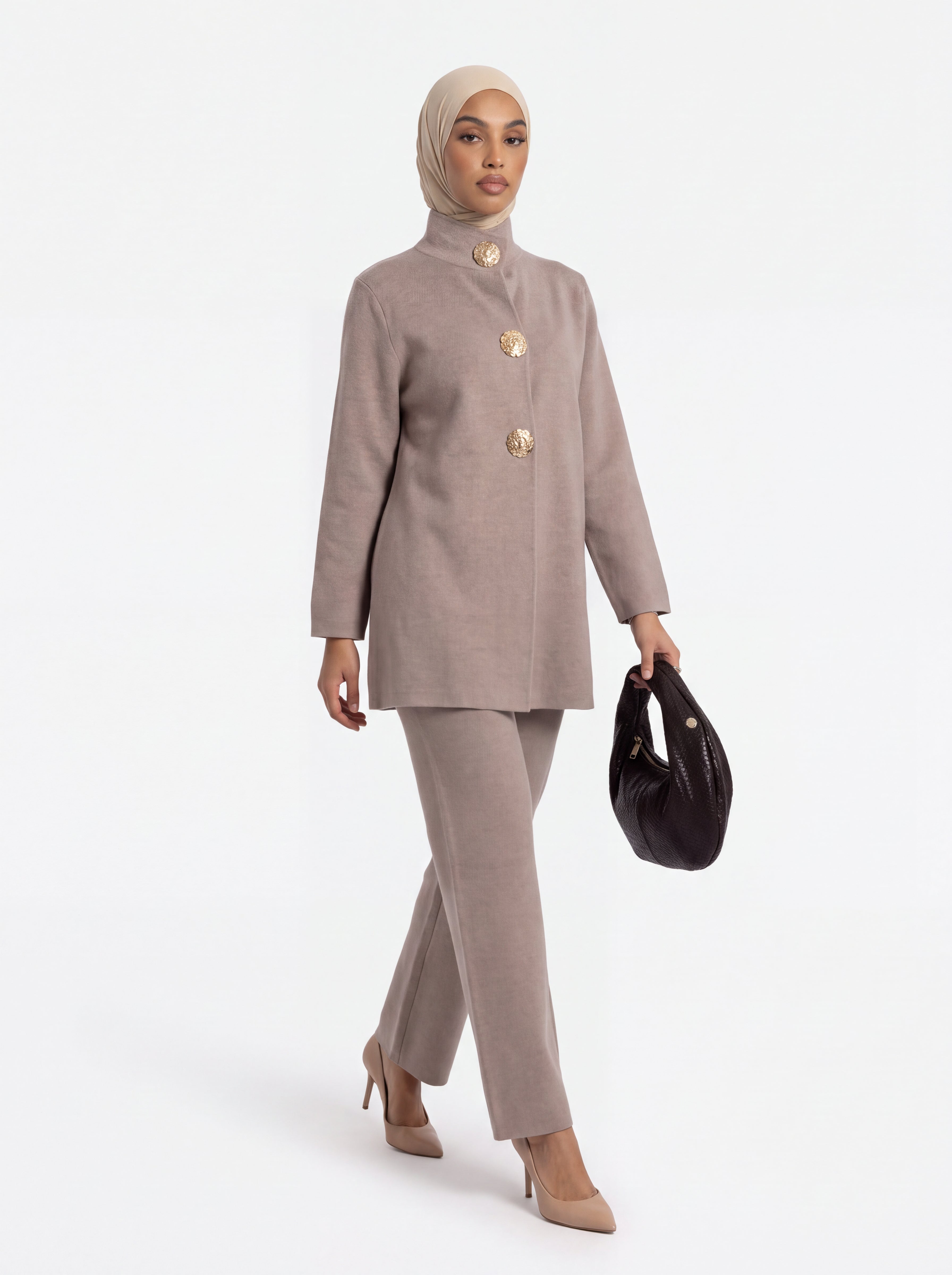 Calista Gold Button Cardigan Set